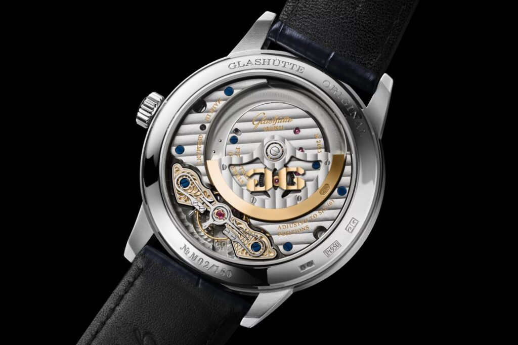 fondello orologio Glashütte Original PanoMaticCalendar Skeleton Blue of Dawn